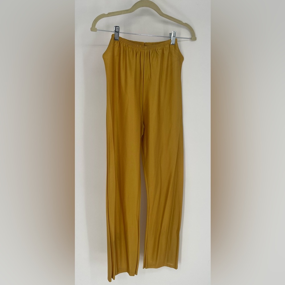 Vintage Gold Quilted Lounge Set Maxi Bed Jacket & Slinky Pants - Picture 9 of 17